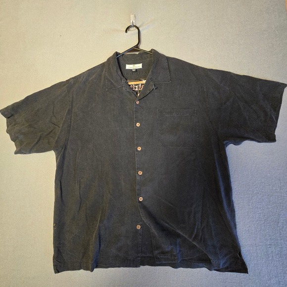 Tommy Bahama Other - Tommy Bahama Mens XL Black Silk Bikinitini Martini Embroidered Camp Shirt XL